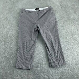 Talbots Petites Womens Gingham Check Pants 12P Black & White Cotton Blend 3546